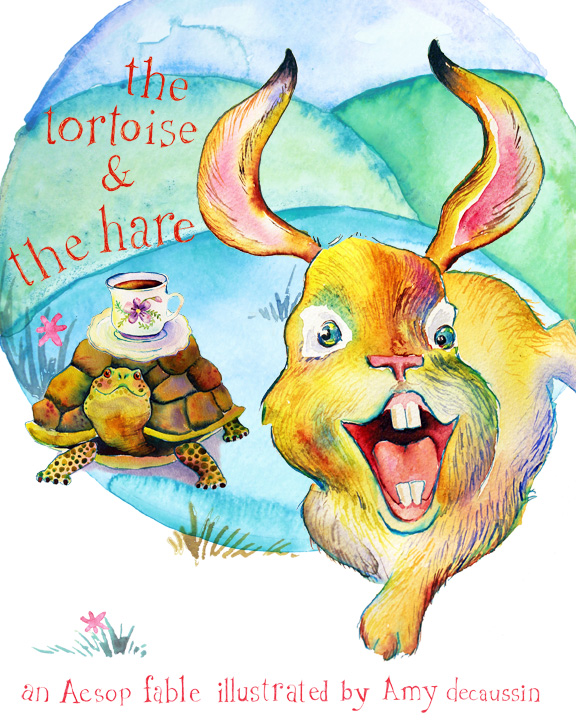 tortoise and hare illustration watercolor